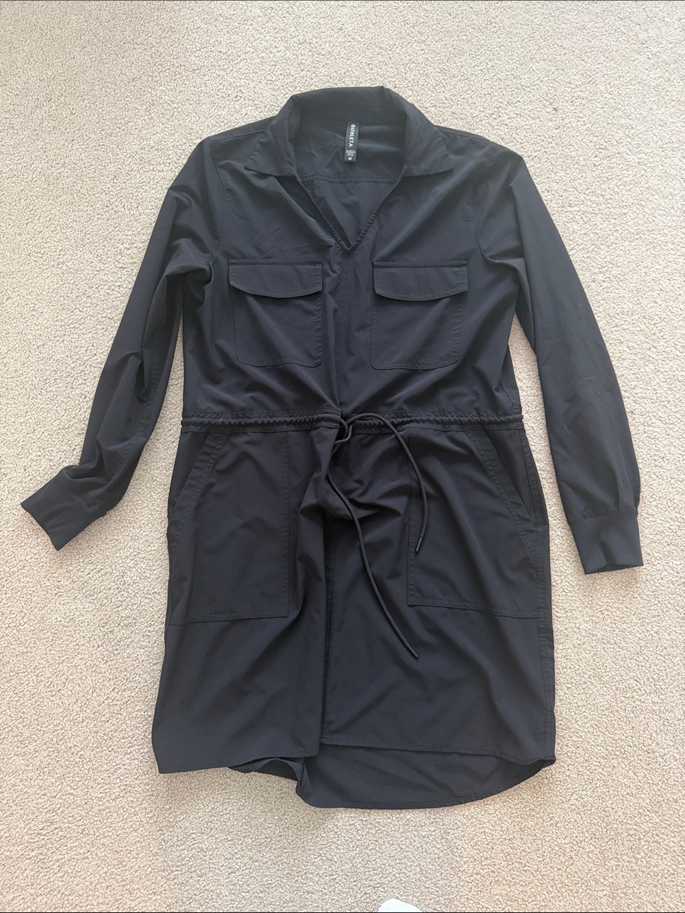 Athleta Black Collared Pullover Top